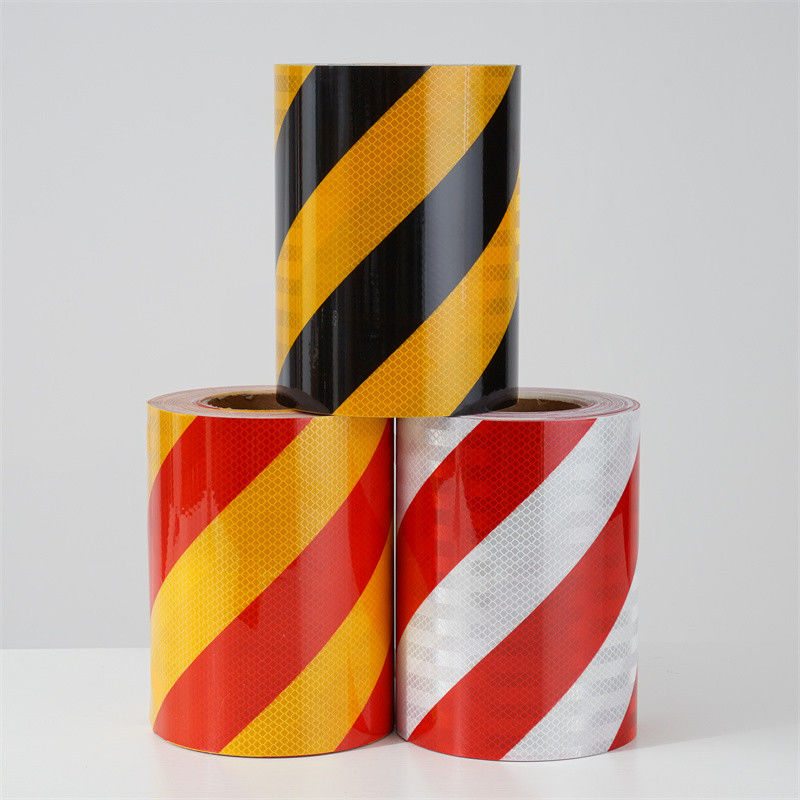 Double Color Pre-stripped Engineer Grade EGP Prismatic Retro Reflective Sheet Putih / Merah Hitam / Kuning