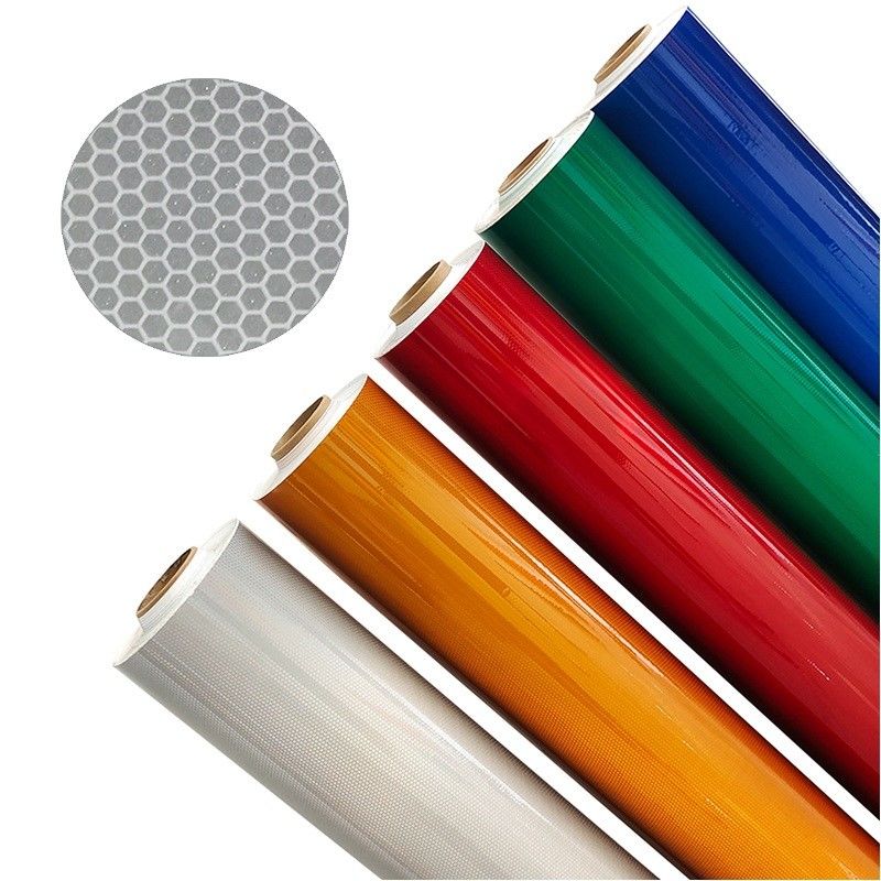 High Intensity Self Adhesive Road Sign Reflective Sheet Vinyl Film Untuk Keamanan Malam di Luar Ruang