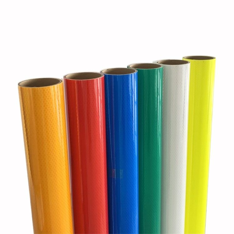 Diamond Grade Prismatic Reflective Vinyl Sheets Roll Putih Kuning Merah Hijau Biru Fluoresen Warna