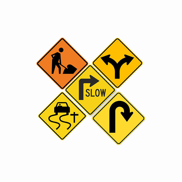Custom Aluminium Metel Reflektif Traffic Stop/Slow Road Sign Train Construction Traffic Warning Signs