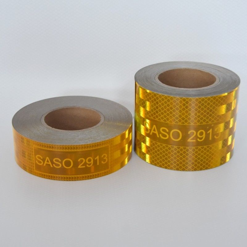 LU SASO 2913 Arab Saudi Retro Reflective Sticker Conpicuity Tape 5cm 7.5 cm 10 cm Yellow Metallized Acrylic Reflective Tape untuk keselamatan lalu lintas