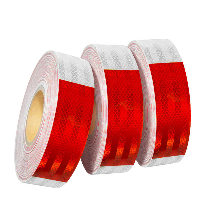 Pita reflektif visibilitas tinggi merah dan putih DOT-C2 Untuk kendaraan Untuk truk Pita reflektif