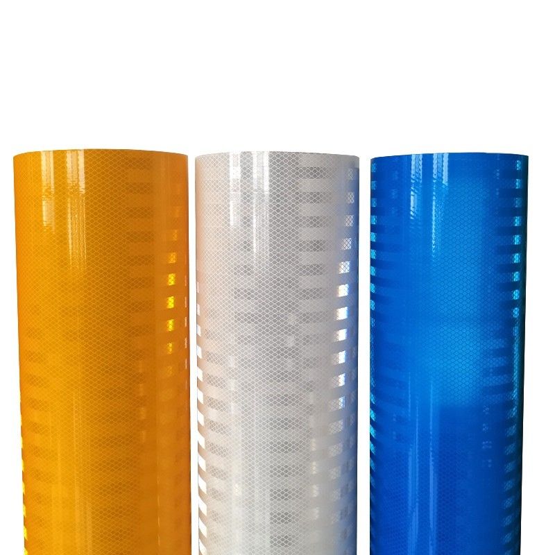 48Inch * 15 Feet Roll Reflektif Sheet HIP Sheet Kuning Putih Merah Reflective Tape untuk tanda dan delineator