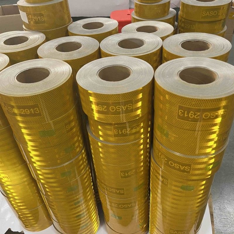 5cm 7.5cm 10cm Kuning Metallized Akrilik SASO 2913 Konspicuity Reflective Tape