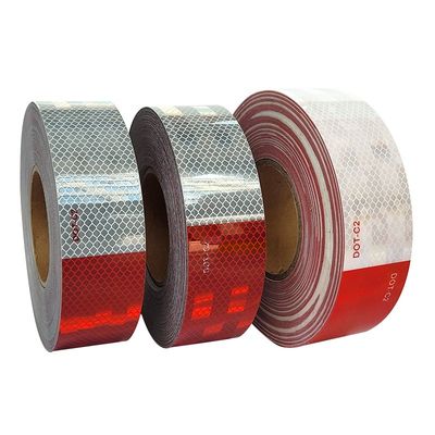 Harga yang bagus Pita Stiker Reflektif Aluminized Putih dan Merah DOT C2 COT-C2 Tahan Air on line