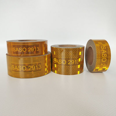 Harga yang bagus Custom Yellow Prismatic Strong Self Adhesive SASO 2913 Pita Retro-reflektif Untuk Truk on line