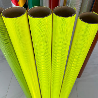 Harga yang bagus Fluoresen Kuning Hijau Oranyeu Mikroprismatik Vinyl Reflektif Intensitas Tinggi on line